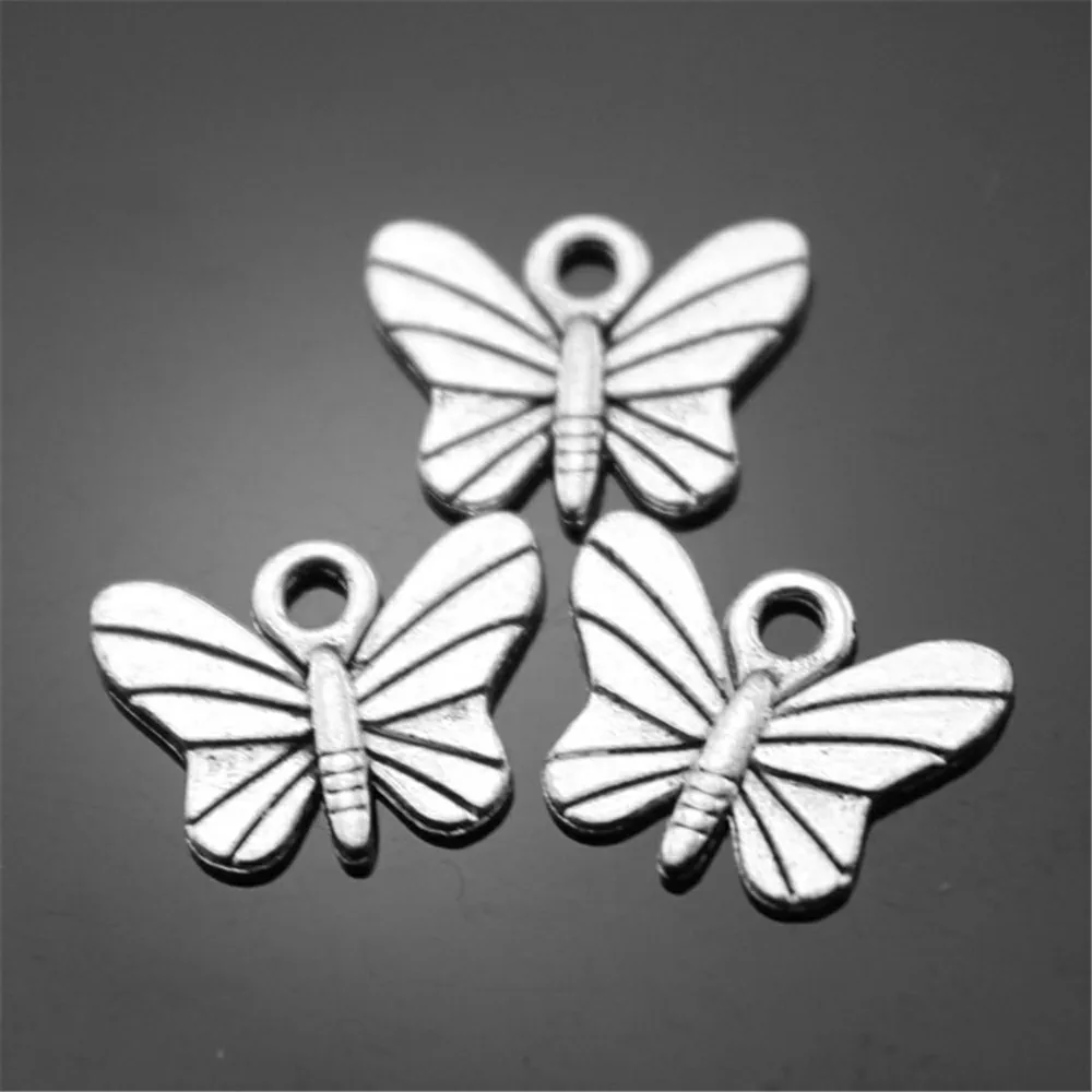 40pcs Butterfly Charm Butterfly Antique Silver Color Charm Butterfly Charms For Jewelry Making 7x11mm