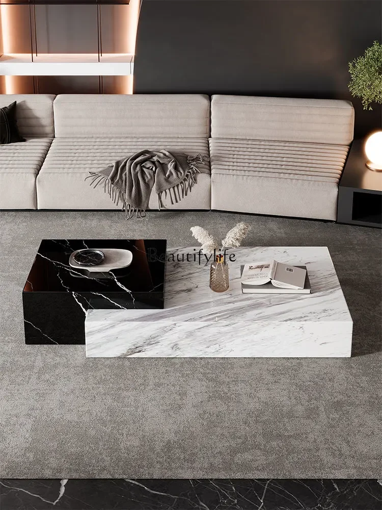 Natural marble coffee table light luxury high-end jadeite card ice jade luxury stone table