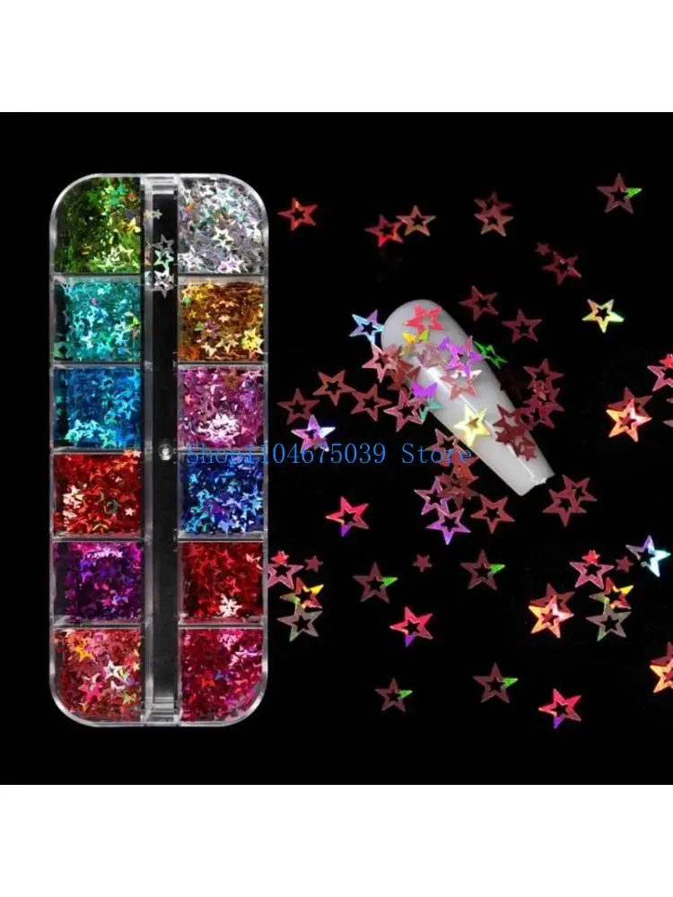 

5asd 12 Grids/Box Glitter Hollow Stars Sequins Epoxy Resin Filling DIY Crafts Jewelry Making Art