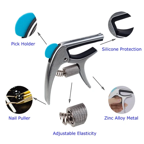 Imagen 2 del producto JOYO Guitto Series GGC-02 cejilla de guitarra aleación de Zinc hecha Metal cejilla guitarra acústica ukelele abrazadera de afinación con selección oculta