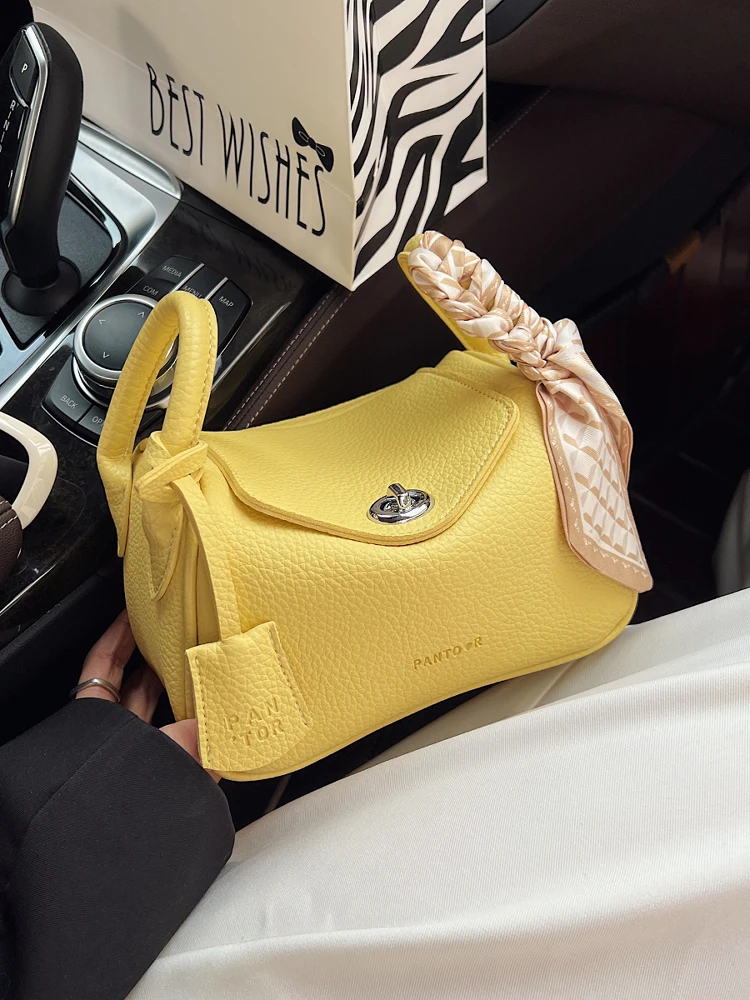 

Fashionable Trendy Small Women's Doctor's Bag Crossbody Bag Luxury Design Handbag Soft Handle Korean Style Pure Color PU Mate...
