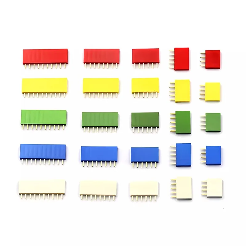 10 sztuk 2.54mm kolor jednorzędowy żeński złącze pinowe czerwony/żółty/niebieski/biały/czarny/zielony 4/5/6/8/10Pin gniazdo dla Arduino PCB
