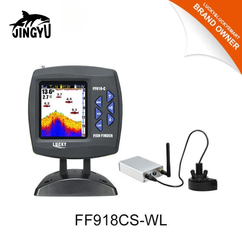 JINGYU 0.7-168M Wired Charging Color Screen Remote Fish Finder Viewable Fish Detector FF918CS-WL Frequency 200Khz