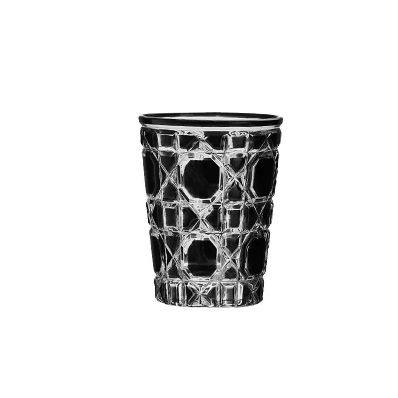 

Retro relief colored glass water cup high-end crystal cup household beer cup foreign wine milk tea