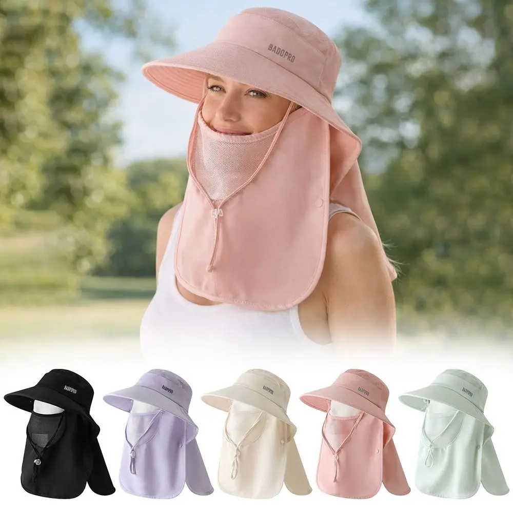 Gifts UV Protection Women's Sun Protection Hat Wide Brim Adjustable All-in-one Sun Hat with Face Mask Hiking Hat