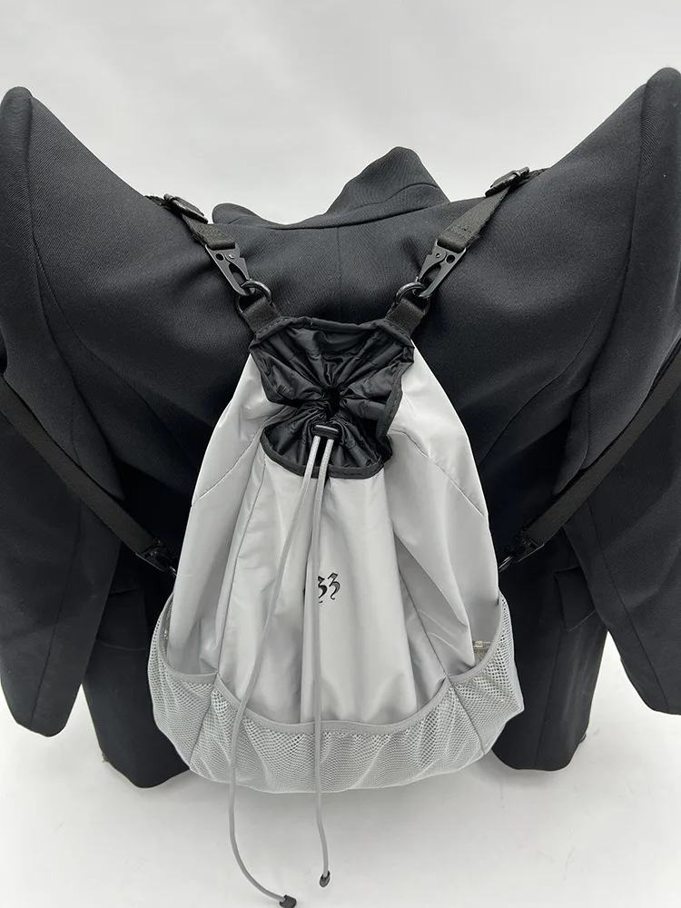 Leichte Damen tasche aus Nylon mit großer Kapazität, reißfester Rucksack mit Kordel zug für unterwegs, lässiger Tages rucksack für Männer und Frauen