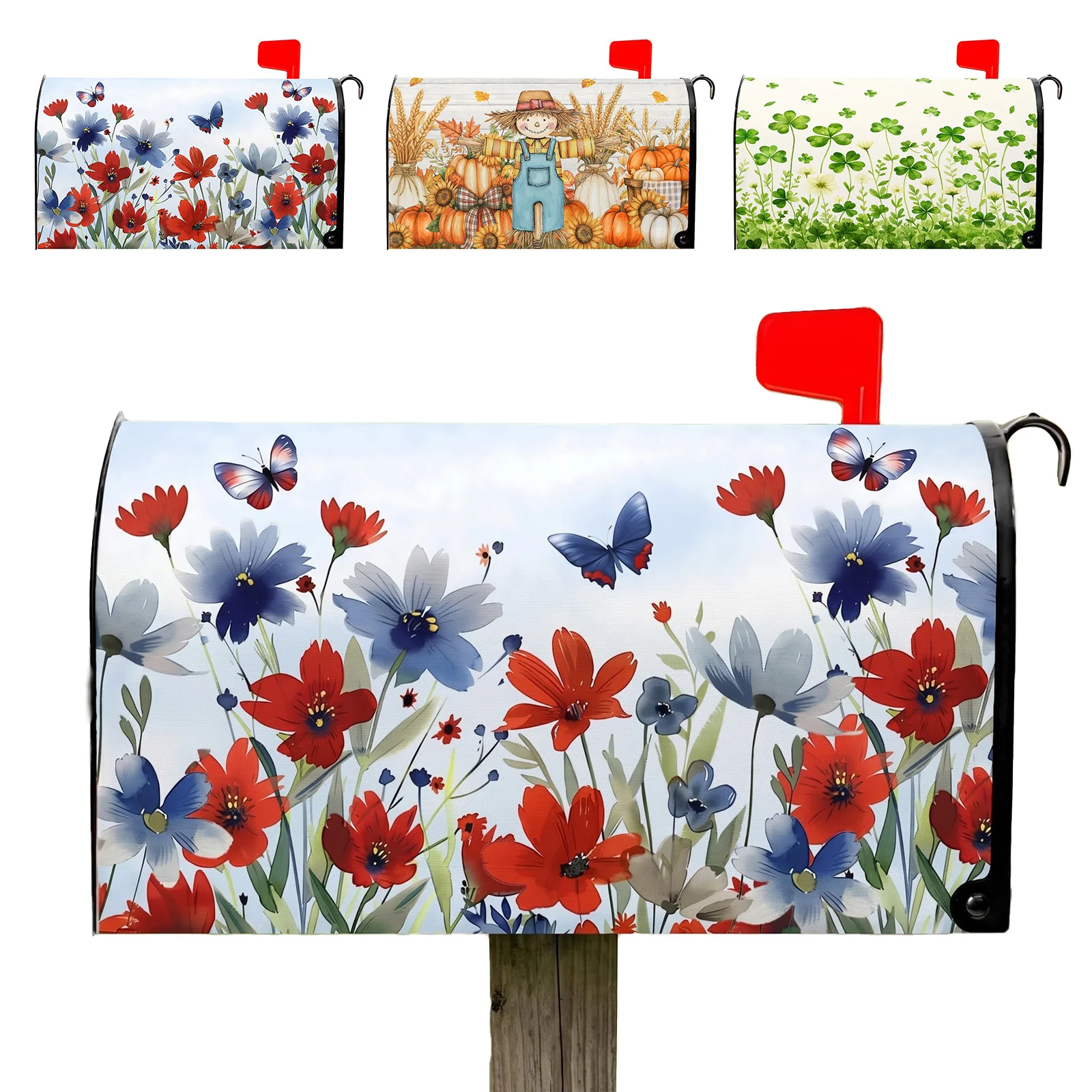 Magnetic Watercolor Cute Mailbox Wraps Waterproof Post Letter Box Cover UV Protection for Farmhouse Garden Yard Decor Holidays