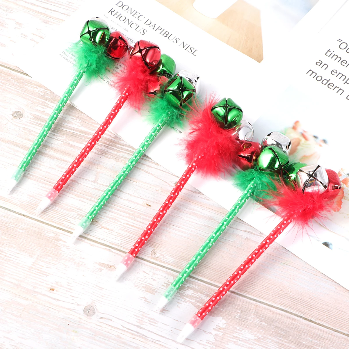 

6 Pcs The Bell Pen Office Decorations Festive Pens Green Christmas Ballpoint