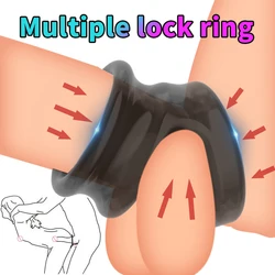 Eiaculazione ritardata maschile manicotto del pene in Silicone durevole erezione duratura Dick Plug anale giocattoli del sesso per gli uomini nessun vibratore per le donne