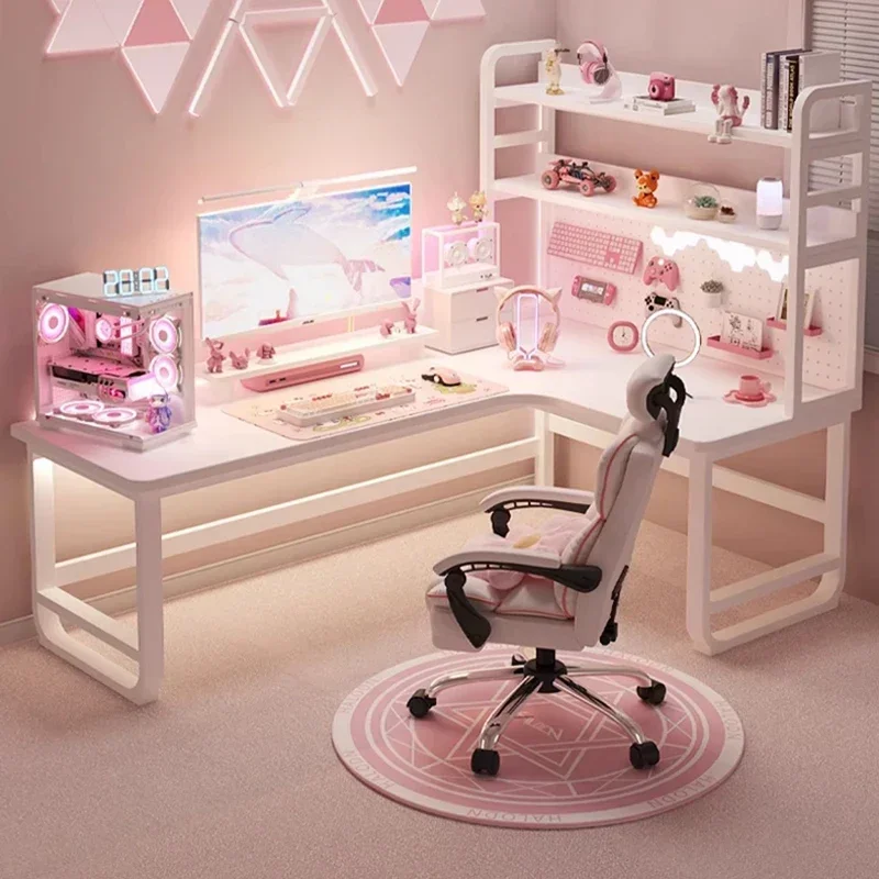 

Скандинавский компьютерный стол из МДФ для учебы, цельный угловой стол для чтения с полкой, легкий, роскошный, простой домашний стол для спальни W