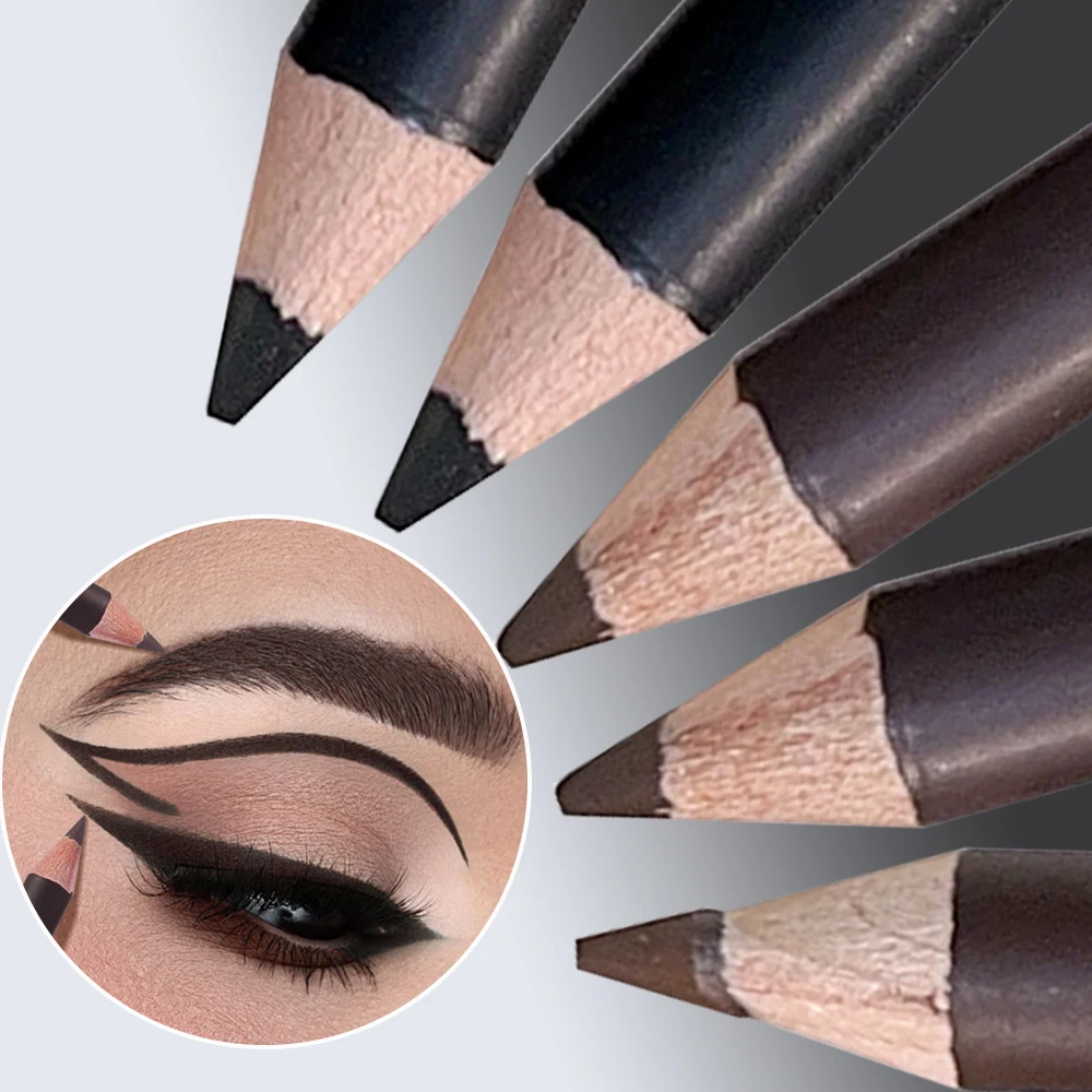 Dual-Use Eyeliner Wenkbrauw Potlood Waterdicht Professionele Vrouwen Oogmake-Up Niet-Vegen Natuurlijke Zwartbruine Wenkbrauwversterker Cosmetica