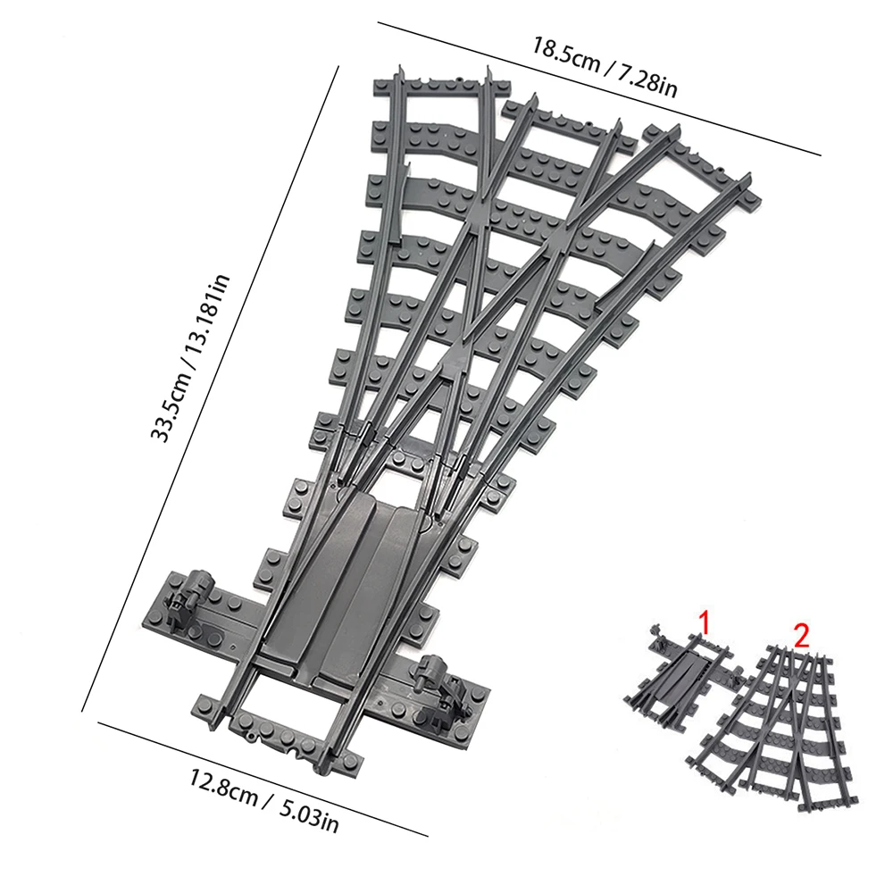 City train track expansion set, straight track, curved track, branch track, DIY assembly building block toy accessories