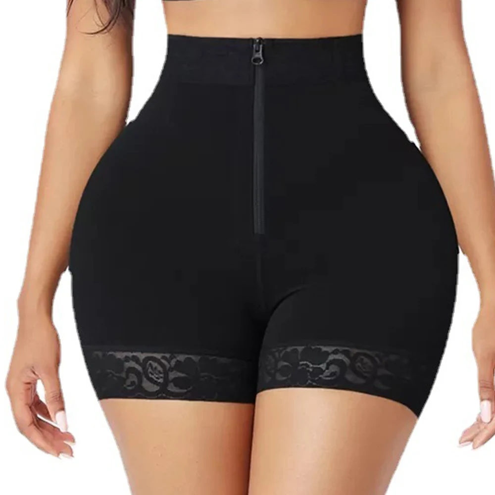 Lace Butt Lift Shaper Zipper Short Belts For Women Remove The Belly Slimming Underwear Hip Lifting ShortsMidnite Star