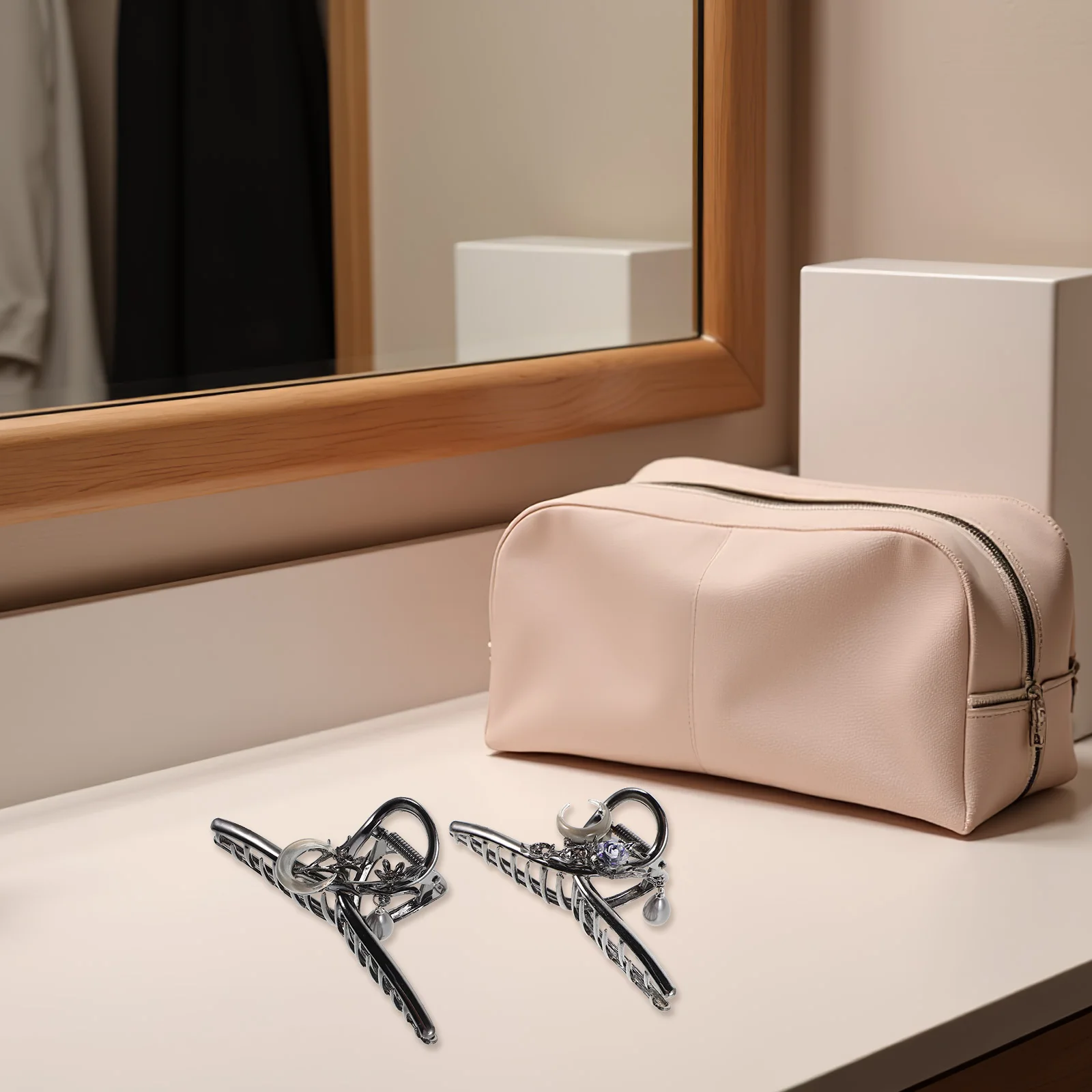 

2pcs Cold Minimalist Hair Claw Clips Flower Metal Aesthetic Grip Secure Hold Decorative Barrette for Women Styling