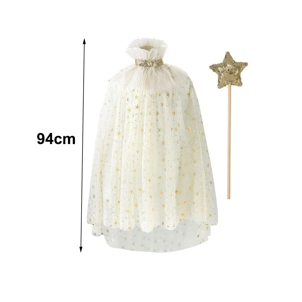 Nieuwe Pailletten Meisjes Prinses Cape Mesh Zoete Elegante Jurk Cape Cosplay Leuke Kinderen Kostuum Mantel Carnaval Party