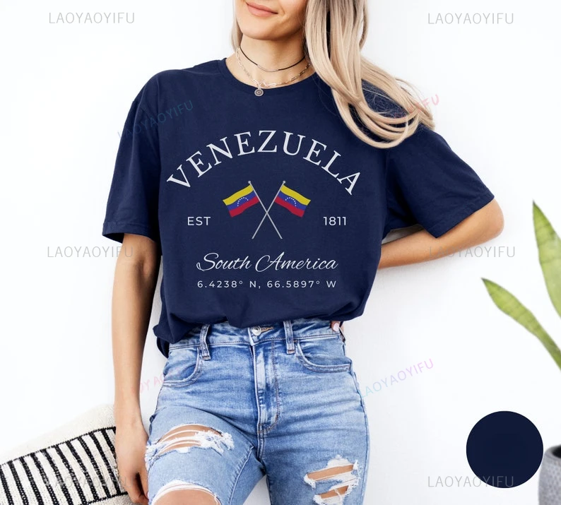 Venezuela Cross Flag Printed T-shirt Summer Woman Man High Quality Cotton Outdoors Breathable Shirts Vintage Fashion Tee Shirt