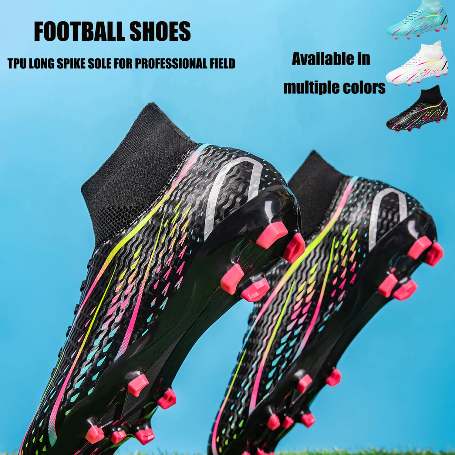 Atmungsaktive FG/AG-Fußballschuhe für Herren mit langen Stollen, geeignet für Training und Wettkampf, universelle rutschfeste Sportschuhe für alle Jahreszeiten.
