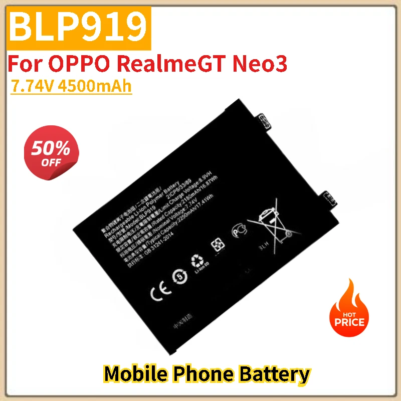Phone Battery BLP919 7.74V 4500mAh For OPPO RealmeGT Neo3 Brand-New High Quality Replacement Battery