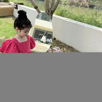 Rose Pink Plaid Bow Dress 6 Bear Leader Rose Pink Plaid Bow Dress Elegant Lolita Child Big Girls Midi Dress Children Dresses Teens Party Princess Sundress 6