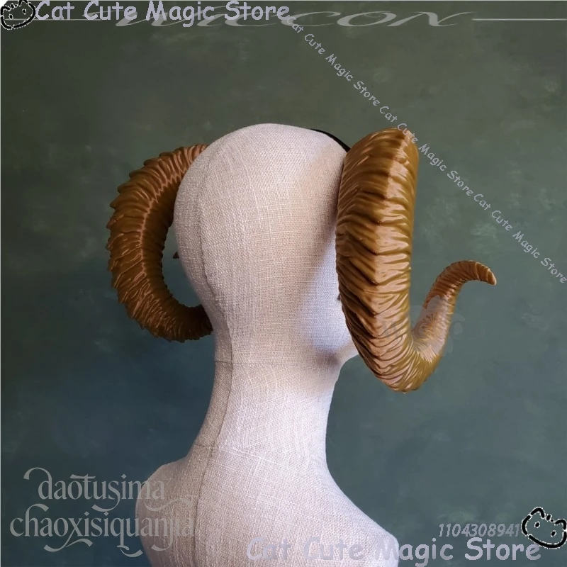 Game BG3 Furry Animal Furrsuit Cosplay Ram Horns 3D Polylactic Headwear Accessories Headband Halloween Woman Man Party Outfit - view 5