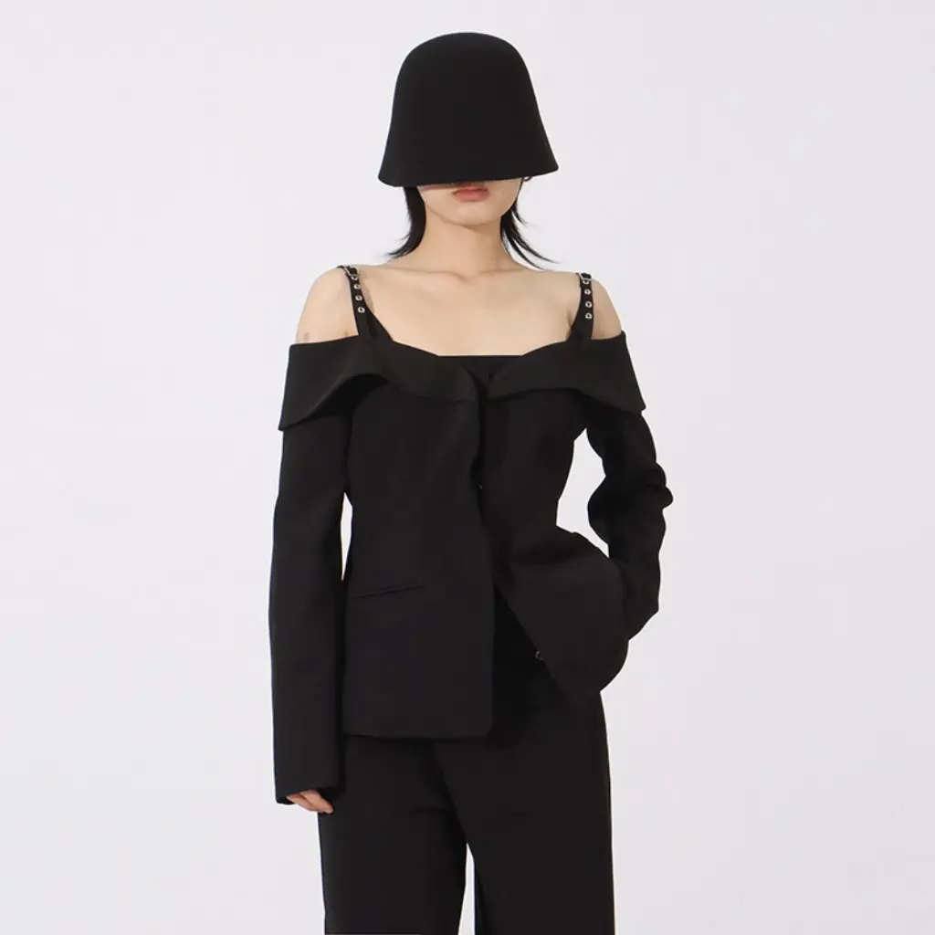 

Новый летний облегающий пиджак во французском стиле с открытыми плечами и рюшами, элегантный топ для женщин