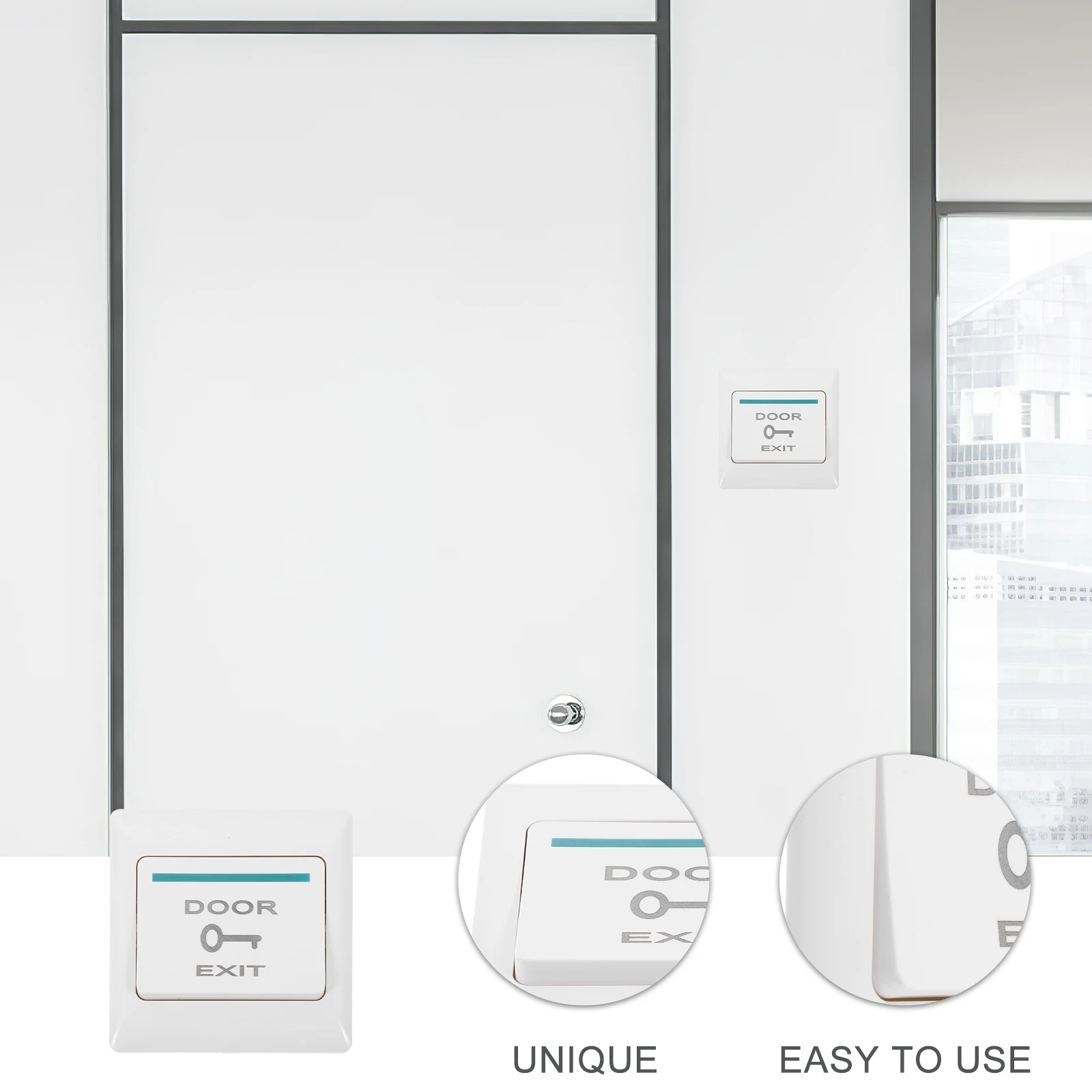 

Push to Exit Button Door Access Control Panel Sturdy Door Bell Wall Plate Cover for Office Restaurant Cafe Conference Room