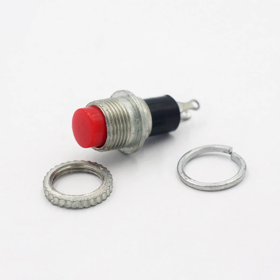 ABILKEEN DS-316 Mini Type 10mm Push Button Switch OFF-(ON) Momentary Metal Push Button Switch with 2-Pin Terminal