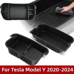 Per Tesla Model Y 2020-2024 scatole portaoggetti per vano bagagli anteriore e posteriore, contenitori portaoggetti posteriori superiori e inferiori accessori per scatole