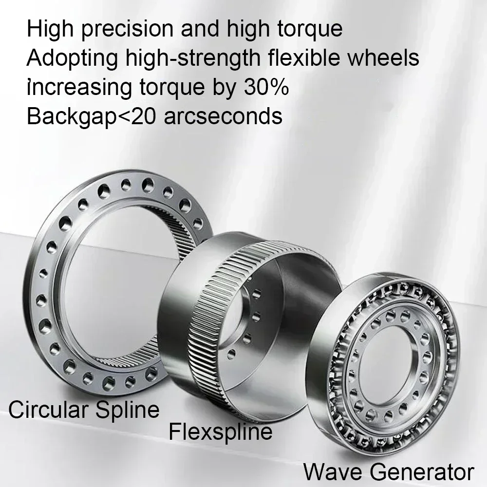 Engrenagem redutora harmônica oca para acionamento harmônico, para servo motor de passo, caixa de engrenagens harmônica de alta precisão para juntas de braço mecânico