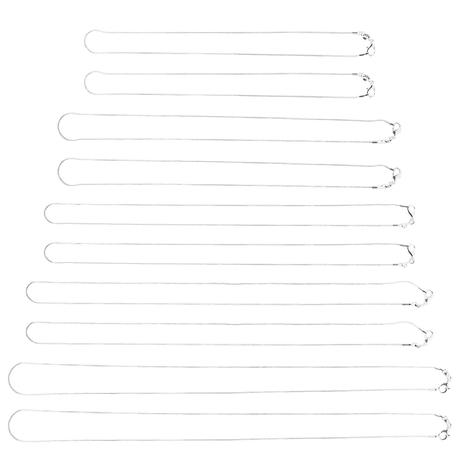 

10pcs 1Mm Thick Sterling Silver Plated Snake Chain Necklace 20 Inch Bulk High Quality Durable Lightweight Fit Most Pendants