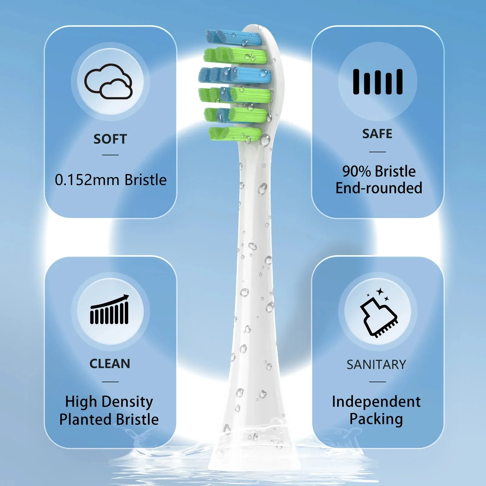 Têtes de brosse de rechange pour brosse à dents électrique sonique 7AM2M AM101/AM105, buses à poils DuPont souples sous vide, 4/8/16 pièces