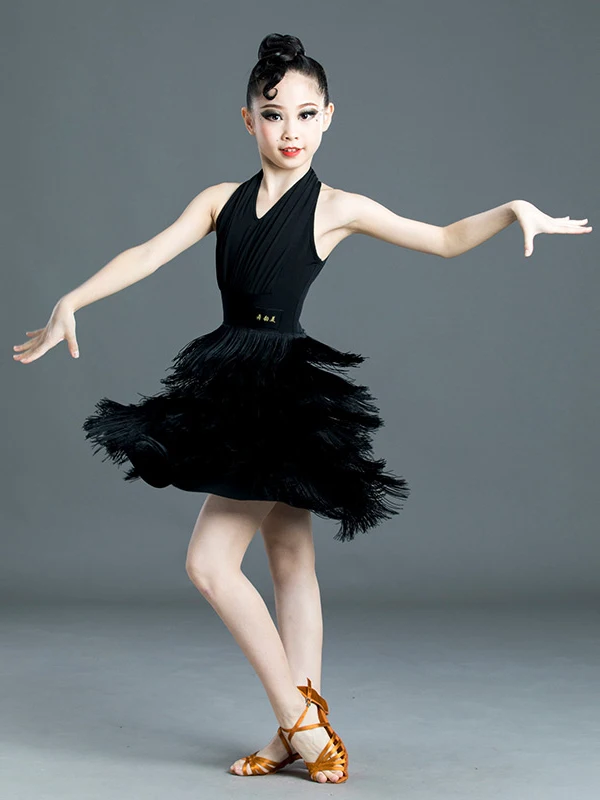 

Girls' Latin dance performance costumes, performance costumes, fringed skirts, children's Latin dance competition costumes