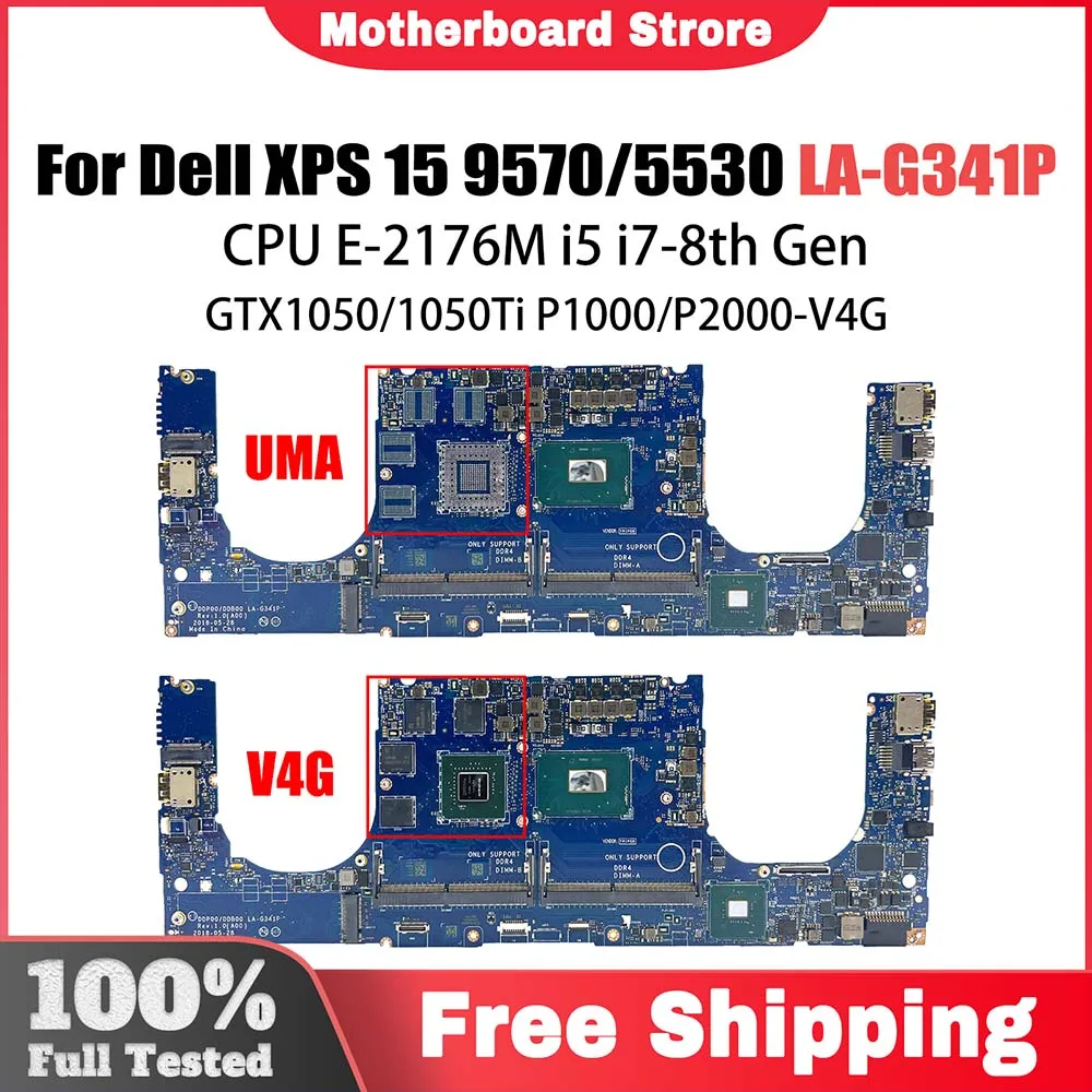 

LA-G341P Mainboard For DELL Precision 5530 9570 Laptop Motherboard 0VDJMX E-2176M i5 i7 CPU GTX1050/1050Ti P1000/P2000 V4G