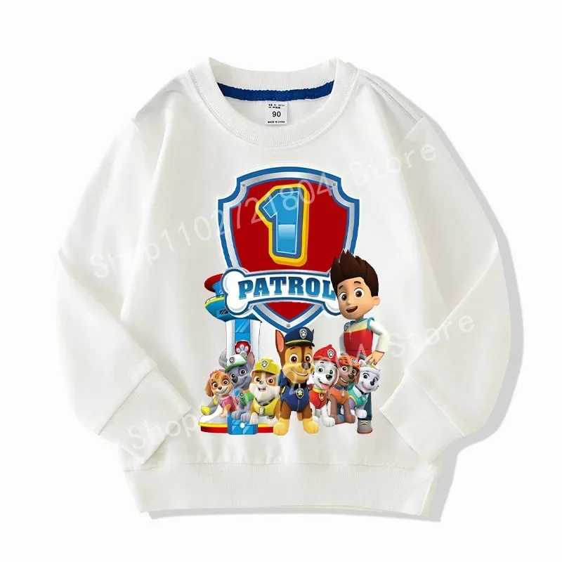 PAW Patrol Number Sweatshirt Kid's Round Neck Cartoon Printing Hoodless Pullover Autumn Sports Sweater Cute Anime Cotton Clothes