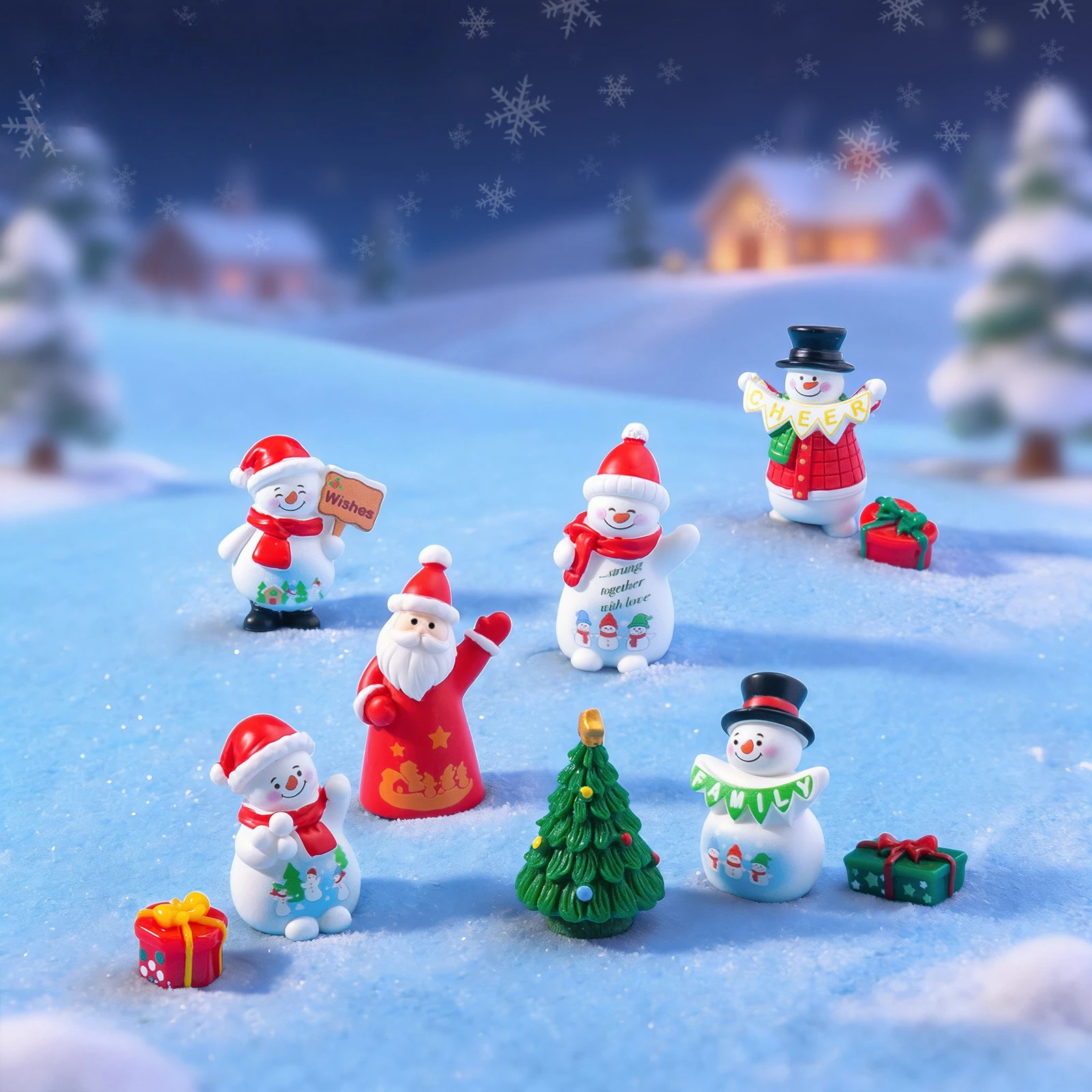 100pcs Cute Christmas Snowman Doll 3D Resin Charms Diy Keychain Accessories Center Craft Home Desktop Oranment
