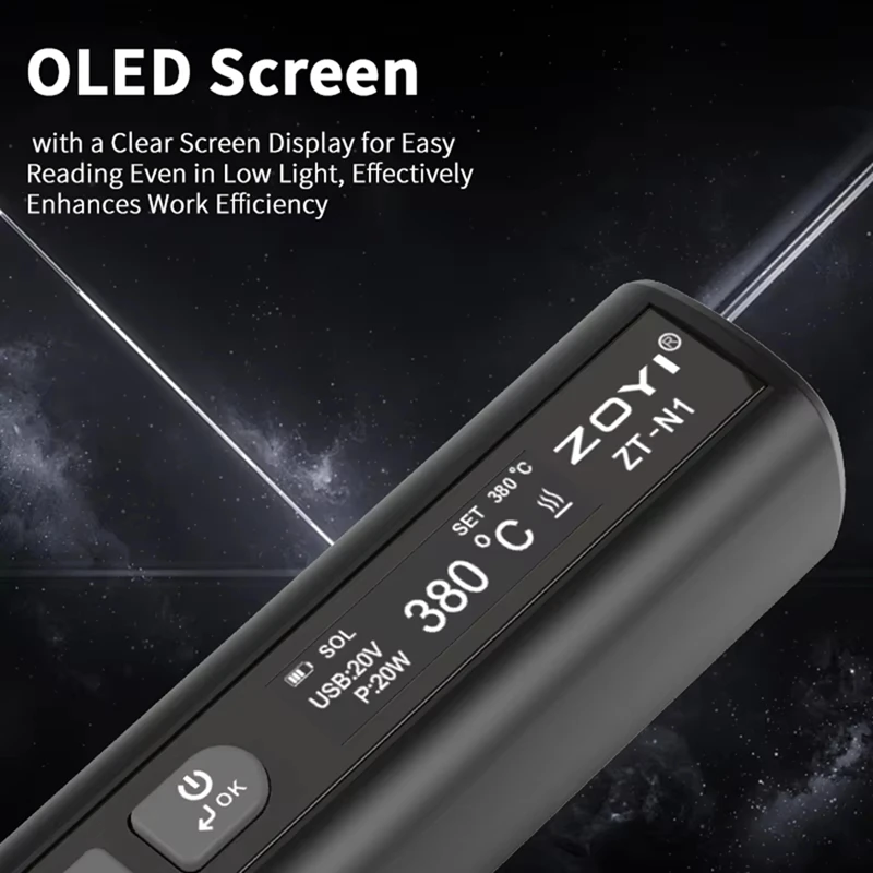 HLZS 스마트 납땜 다리미, 가정용 유지 보수 용접용, 전기 기사용 휴대용 일정 온도 용접 펜, 96W