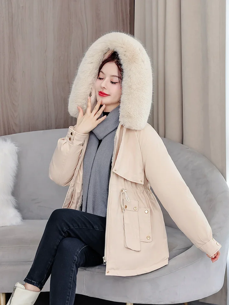 Vielleicht 2024 New Winter Puffer Jacket Women Fur Hooded Removable Liner Cotton Padded Coat Long Parkas Outwear Women Clothing