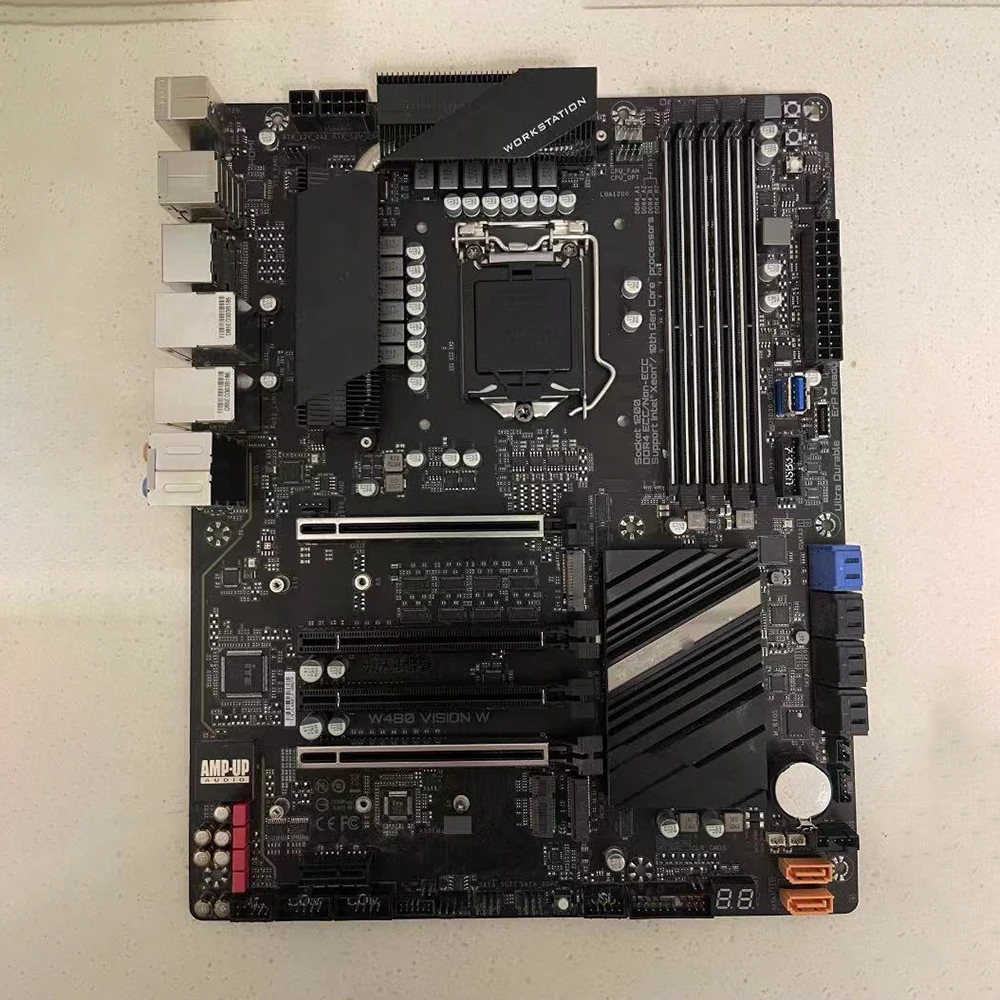 Working Desktop Motherboard For W480 VISION W VPRO ECC 2.5G M.2*2 SATA*10 System Board Fully Tested