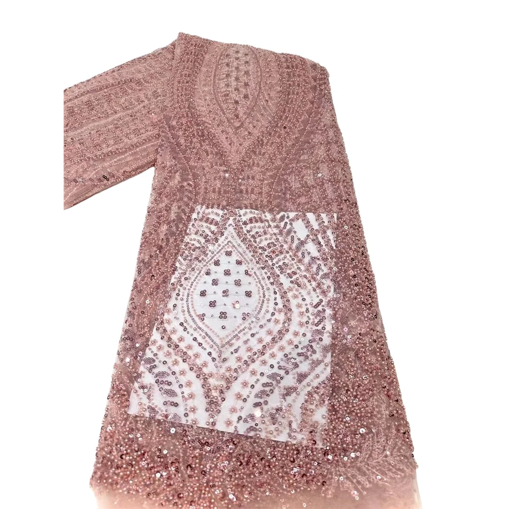 

African Embroidery Sequins Tulle Net beads Lace For Women's Dress High Quality SYJ-14063010