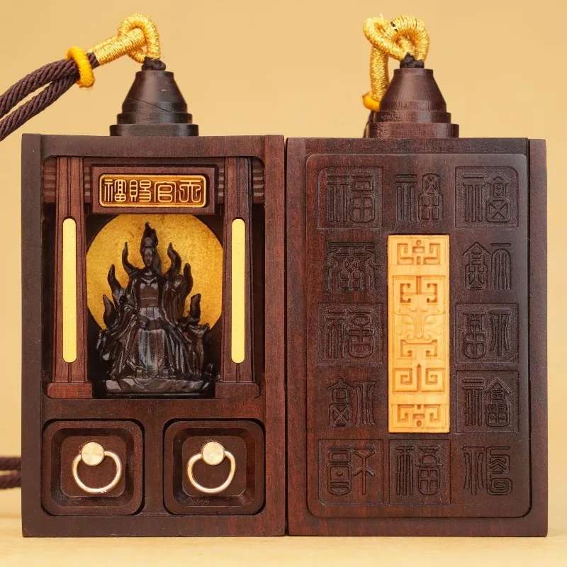 Jade Nine Tail Queen Shrine Pendant Buddhist Shrine Lightning Strike Wood Taoist Household Products