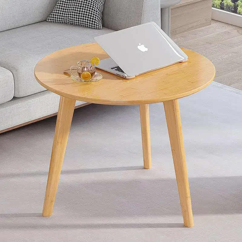 

Solid Bamboo Circular Coffee Table Living Room Table Light Luxury Modern Simple Small Tea Table Furniture Small Sofa Tables Mesa