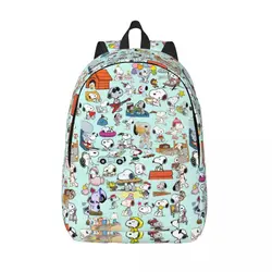 Custom S-Snoopys Pattern Canvas Backpacks Men Women Basic Bookbag for College School Bags