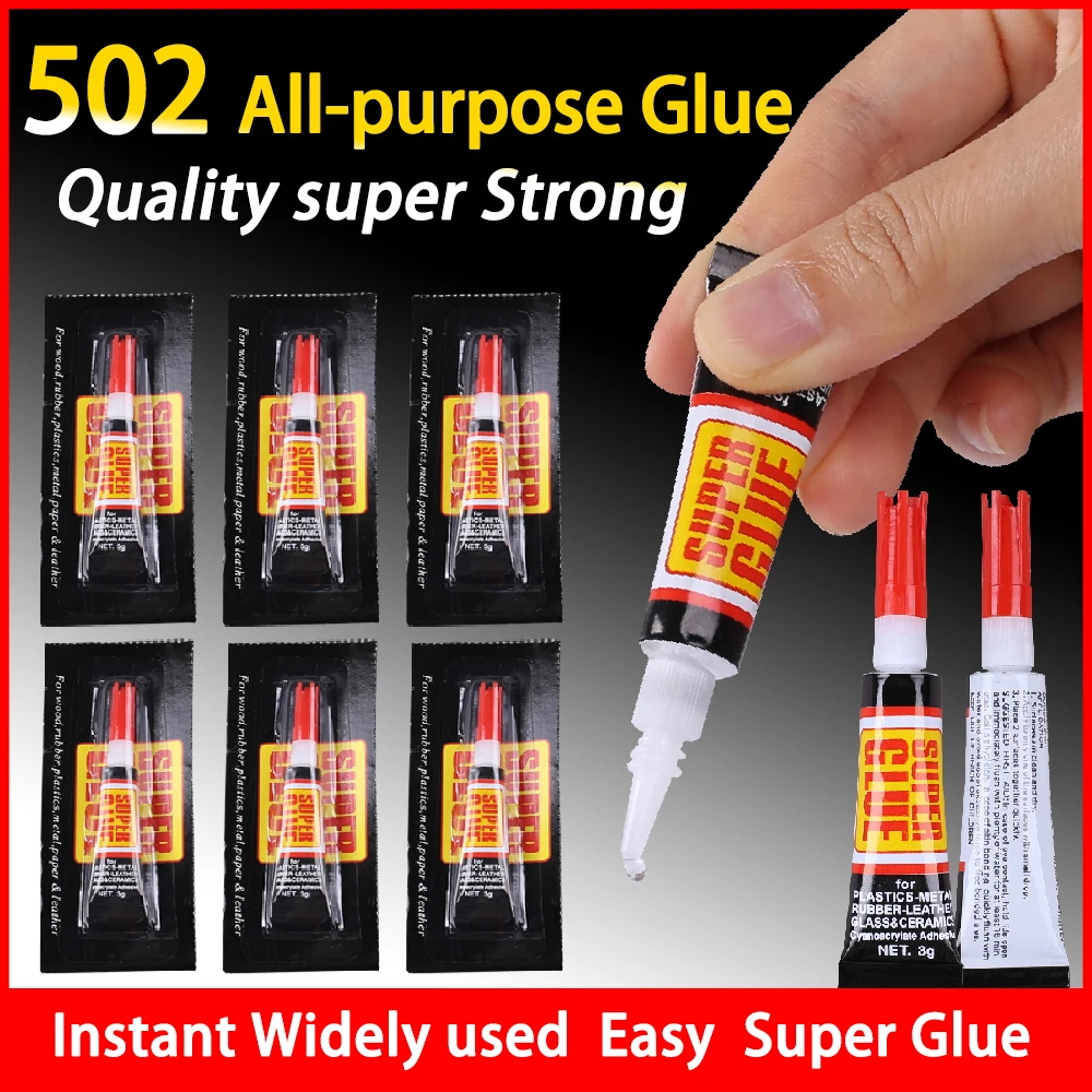 Super Glue 502 Adesivo de cianoacrilato, Extra Forte, Plásticos, Adesivo instantâneo, Quick Bond, Adequado para tecido, madeira, metal, papel, couro, sapatos, Reparação de pneus