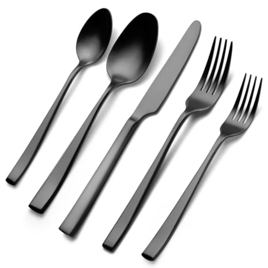 

Matte Black Silverware Set 40-Piece Premium Stainless Steel Black Cutlery Set for 8 Matte Flatware Sets Kitchen Utensils Sets I