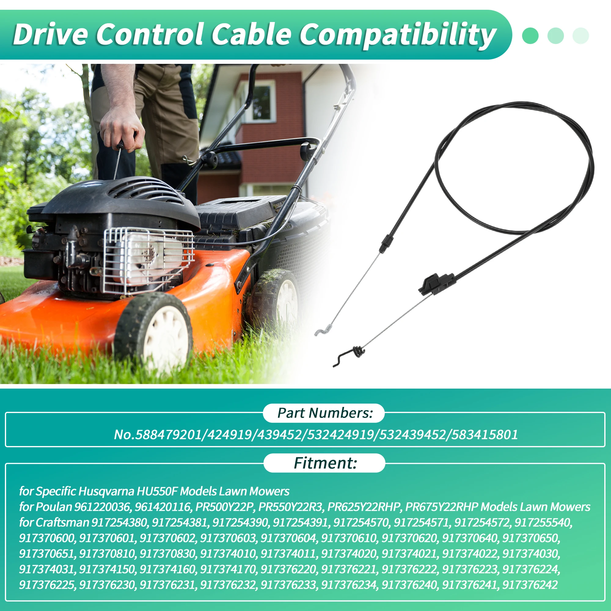 UXCELL No.588479201 Drive Control Cable for Craftsman for Husqvarna for Poulan Pro