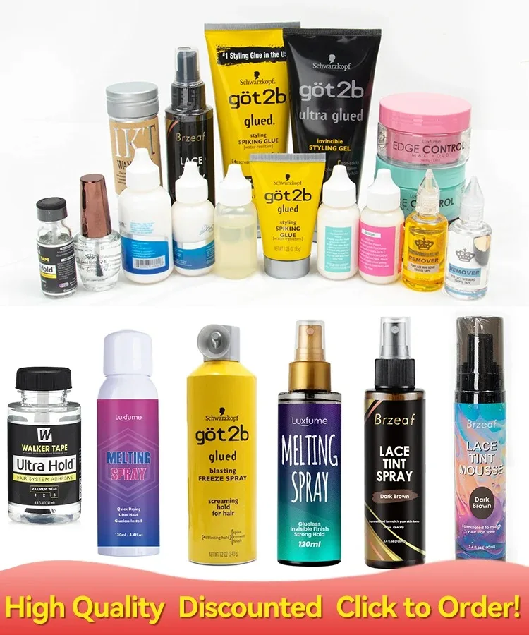 Spray fijador para pelucas de encaje Got2b, pegamento en spray Got2b para pelucas, accesorios de gel para el cabello, kit de instalación de pelucas.