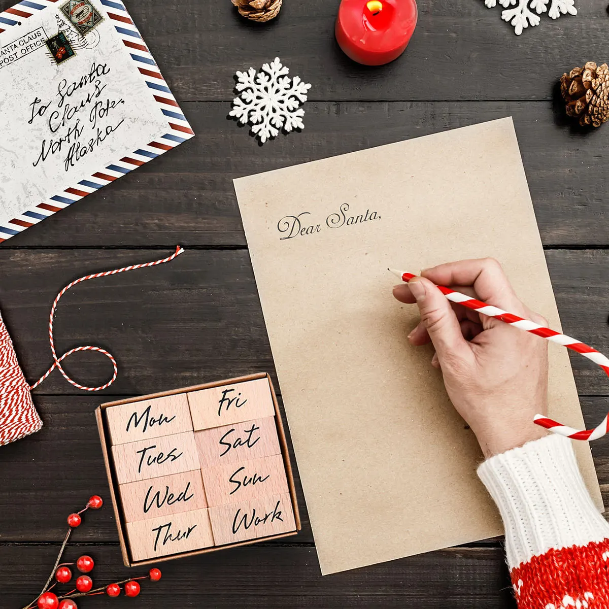 

16 pcs Wooden Stamp Set Week Letter Abbreviation Seals For Diy Scrapbook Diary Album Craft Kids Art Projects Rubber Stamps