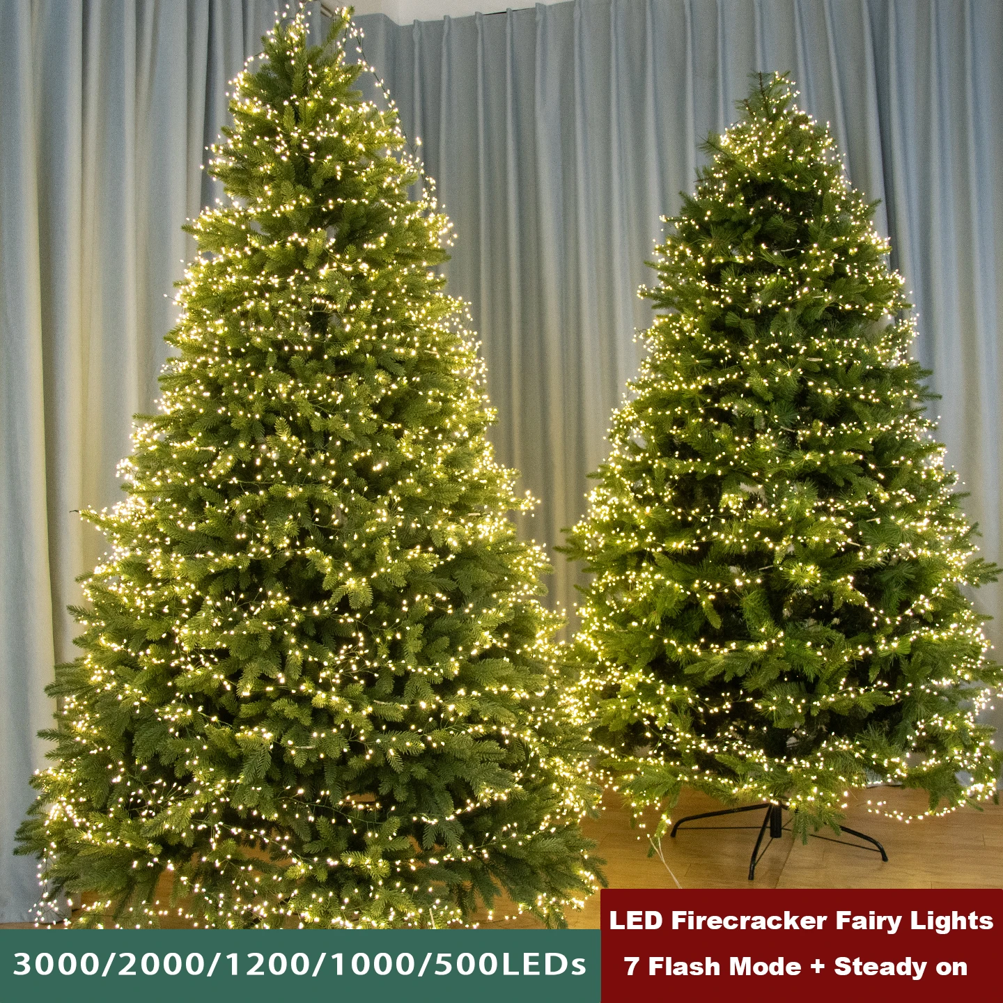 Ghirlanda di decorazioni natalizie Filo di rame LED Petardo Luci a corda Cluster remoto Luce fata per la decorazione della stanza della festa nuziale