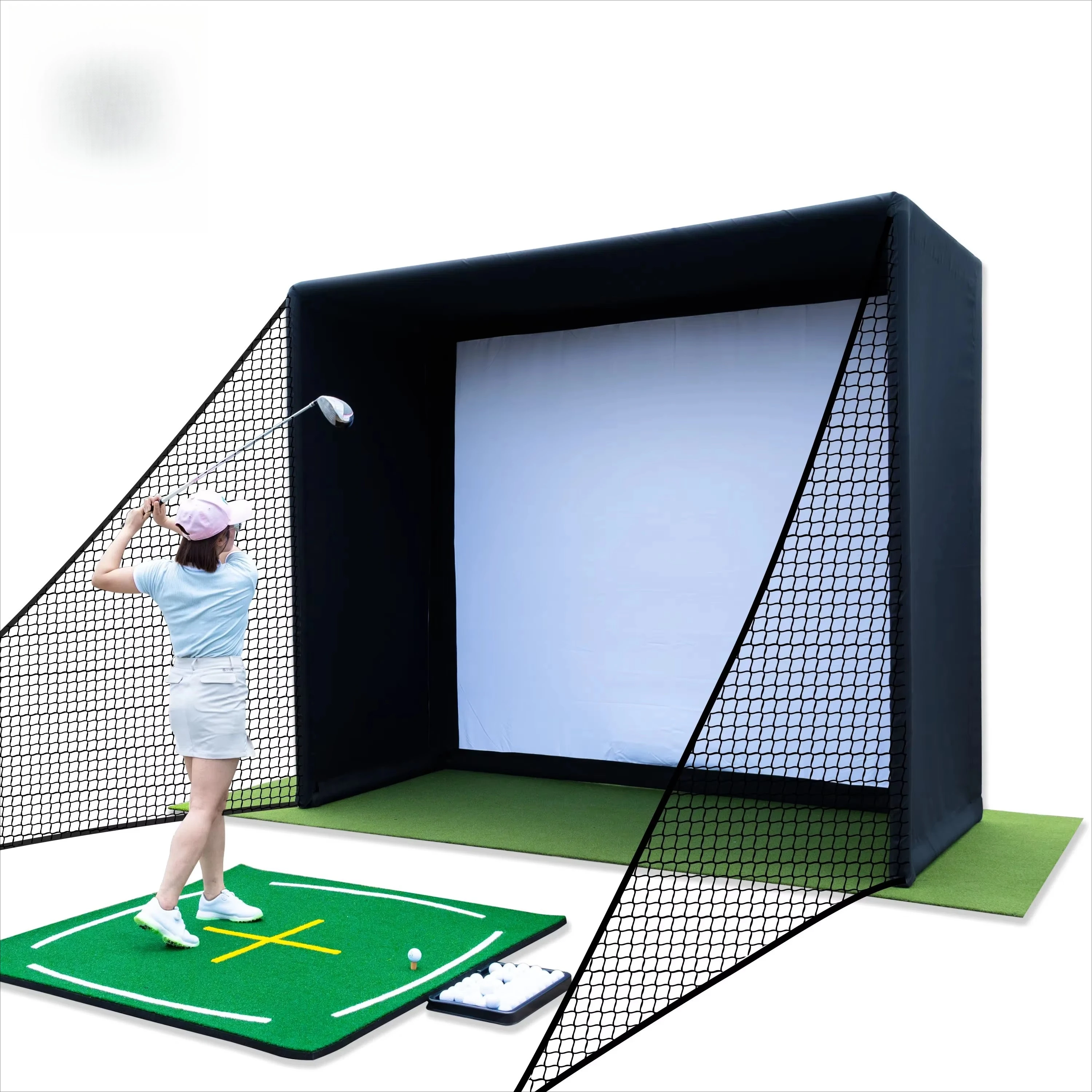 

Golf Simulator Enclosure Nets 10 X 8 Ft with HD Impact Display Screen for Indoor Outdoor Golf Practice