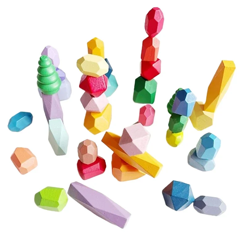 5/10 個ビルディングゲーム子供のためのギフト木製並べ替えスタッキング岩石感覚幼児のおもちゃ学習モンテッソーリおもちゃ